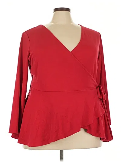 Pre-owned Eloquii Long Sleeve Blouse In Red
