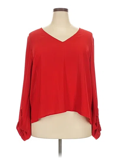 Pre-owned Eloquii Long Sleeve Blouse In Red