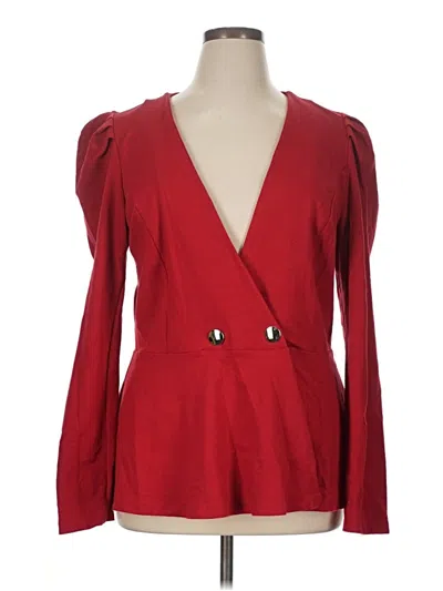Pre-owned Eloquii Long Sleeve Blouse In Red