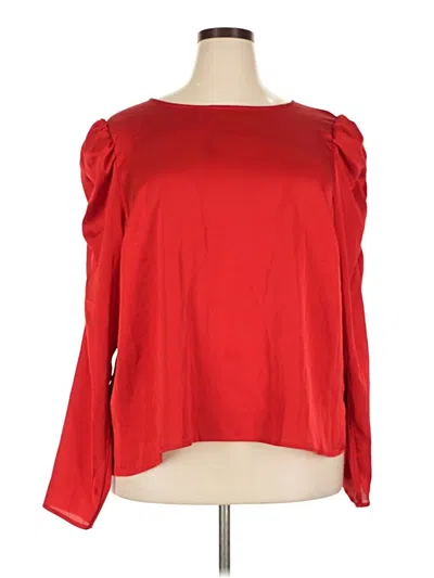 Pre-owned Eloquii Long Sleeve Blouse In Red
