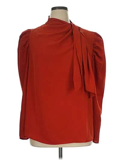 Pre-owned Eloquii Long Sleeve Blouse In Red