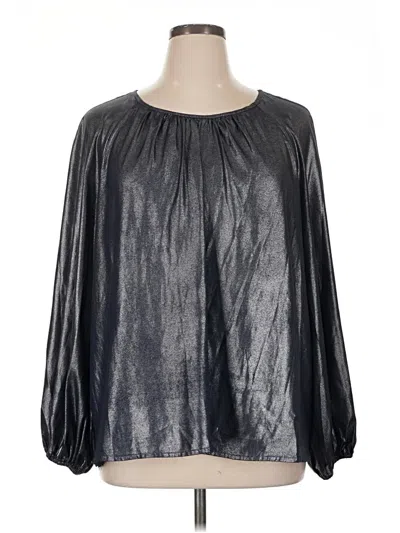 Pre-owned Eloquii Long Sleeve Blouse In Silver