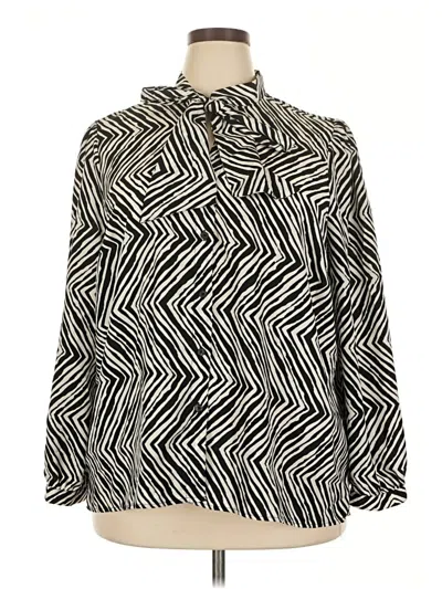 Pre-owned Eloquii Long Sleeve Blouse In Silver