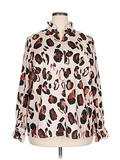 Pre-owned Eloquii Long Sleeve Blouse In White