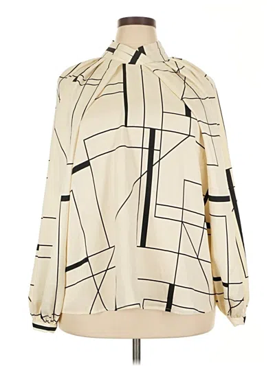 Pre-owned Eloquii Long Sleeve Blouse In White