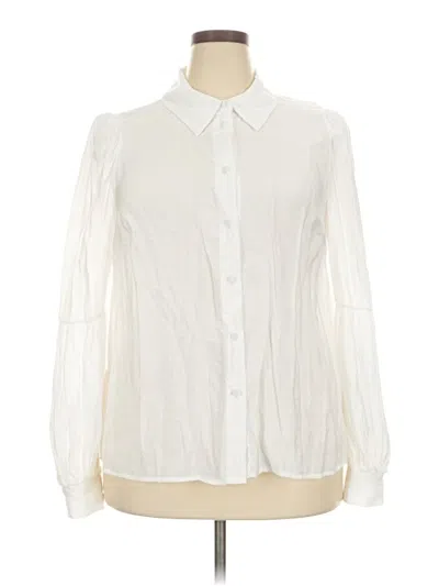 Pre-owned Eloquii Long Sleeve Blouse In White