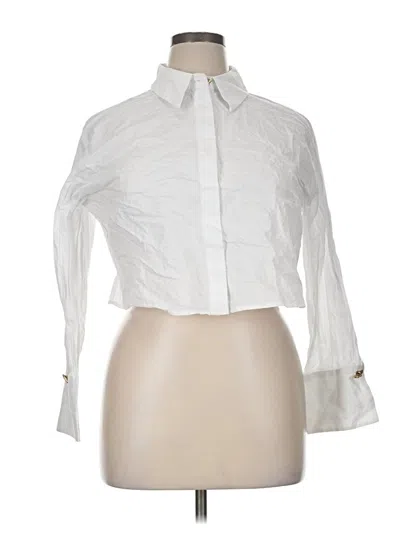 Pre-owned Eloquii Long Sleeve Blouse In White