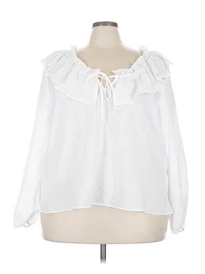 Pre-owned Eloquii Long Sleeve Blouse In White