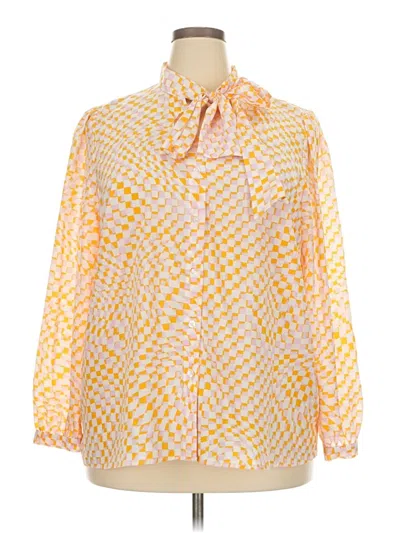 Pre-owned Eloquii Long Sleeve Blouse In Yellow