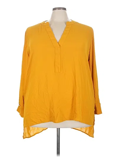 Pre-owned Eloquii Long Sleeve Blouse In Yellow