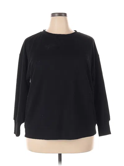 Pre-owned Eloquii Long Sleeve Top Black Crew Neck Tops