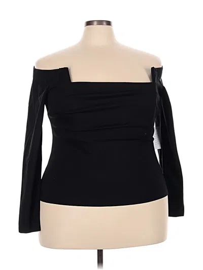 Eloquii Long Sleeve Top Black Off The Shoulder Neckline Tops