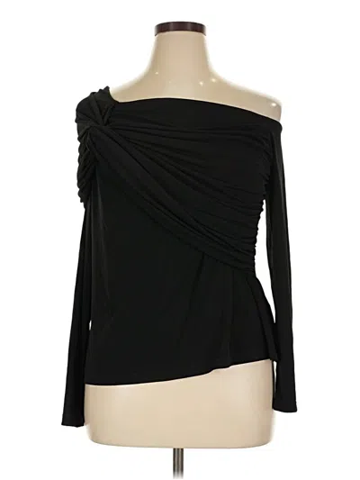 Pre-owned Eloquii Long Sleeve Top Black One Shoulder Neckline Tops