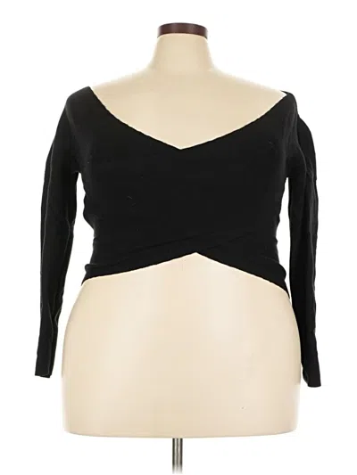 Pre-owned Eloquii Long Sleeve Top Black One Shoulder Neckline Tops