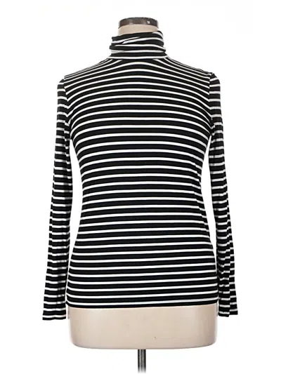 Pre-owned Eloquii Long Sleeve Top Black Stripes Pattern Turtleneck Tops