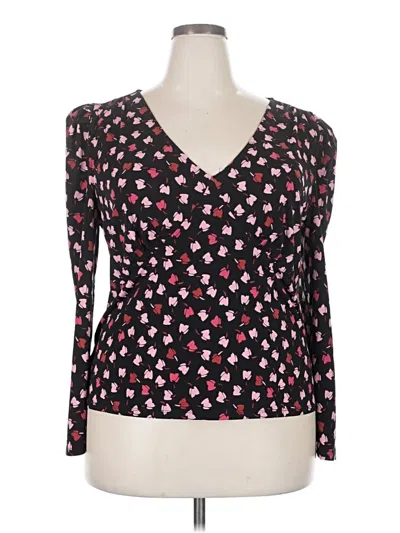 Pre-owned Eloquii Long Sleeve Top Black Sweetheart Neckline Tops