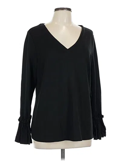 Pre-owned Eloquii Long Sleeve Top Black V Neck Tops