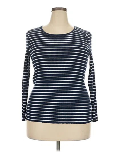 Pre-owned Eloquii Long Sleeve Top Blue Boatneck Tops