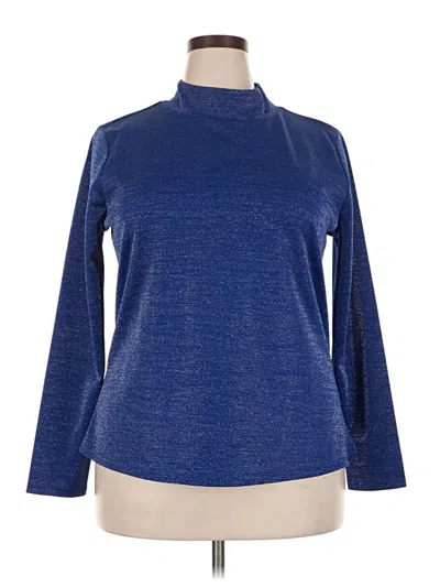 Pre-owned Eloquii Long Sleeve Top Blue Turtleneck Tops