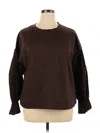 Eloquii Long Sleeve Top Brown Crew Neck Tops In Brown
