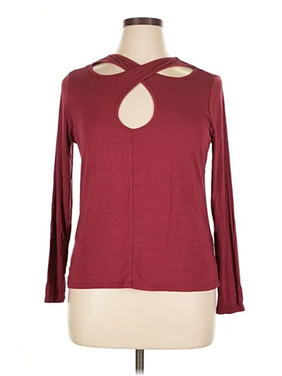 Pre-owned Eloquii Long Sleeve Top Burgundy Keyhole Neckline Tops