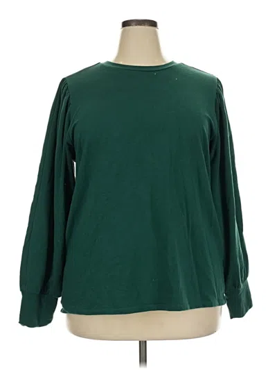 Pre-owned Eloquii Long Sleeve Top Green Crew Neck Tops