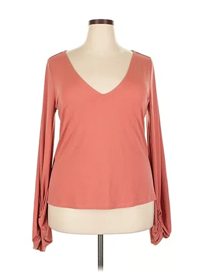 Pre-owned Eloquii Long Sleeve Top Orange V Neck Tops