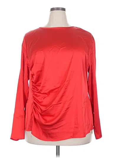 Eloquii Long Sleeve Top Red Cowl Neck Tops