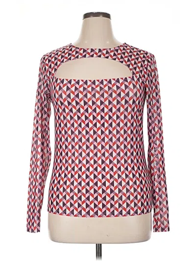 Pre-owned Eloquii Long Sleeve Top Red Square Neckline Tops