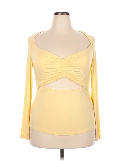 Pre-owned Eloquii Long Sleeve Top Yellow Strapless Neckline Tops