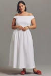Eloquii Plus Boat-neck A-line Midi Dress In White