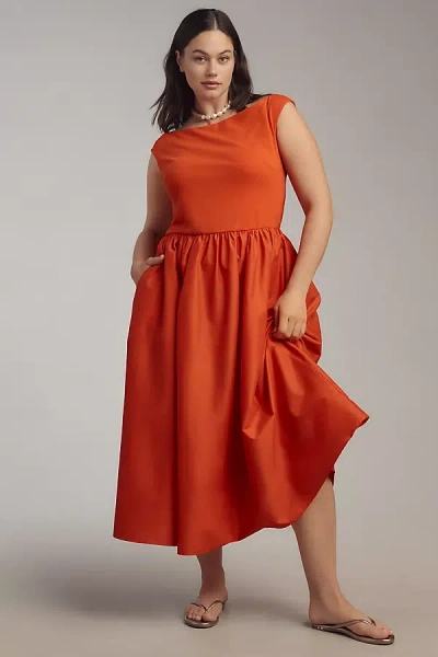 Eloquii Plus Boat-neck A-line Midi Dress