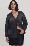 Eloquii Plus Intarsia Cardigan Sweater In Black