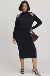 Eloquii Plus Long-sleeve Cutout Midi Dress In Black