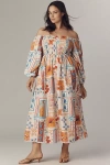 Eloquii Plus Off-the-shoulder A-line Midi Dress In Multi