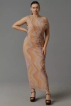 Eloquii Plus Off-the-shoulder Mesh Maxi Dress In Brown