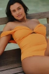 Eloquii Plus Off-the-shoulder One-piece Swimsuit In Orange