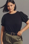 Eloquii Plus Puff-sleeve Tee In Black