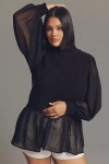 Eloquii Plus Ribbed Turtleneck Chiffon Twofer Sweater