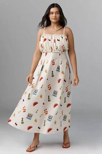 Eloquii Plus Shirred Bodice Ruffled Maxi Dress