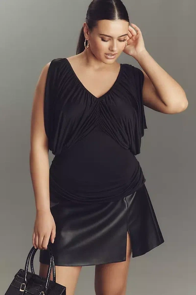 Eloquii Plus Shirred V-neck Top