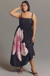 Eloquii Plus Sleeveless Floral Satin Maxi Dress In Black