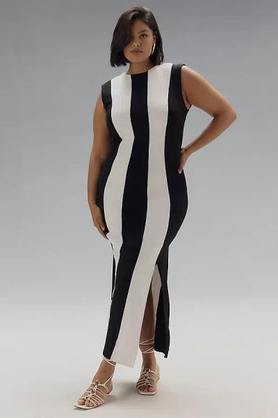 Eloquii Plus Sleeveless Striped Knit Maxi Dress