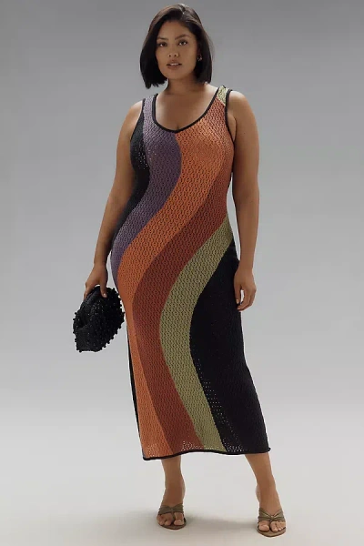 Eloquii Plus Sleeveless Wavy Knit Cover-up Midi Dress