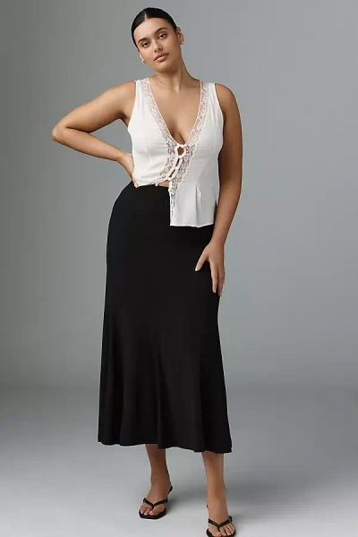 Eloquii Plus Trumpet Jersey Midi Skirt In Black