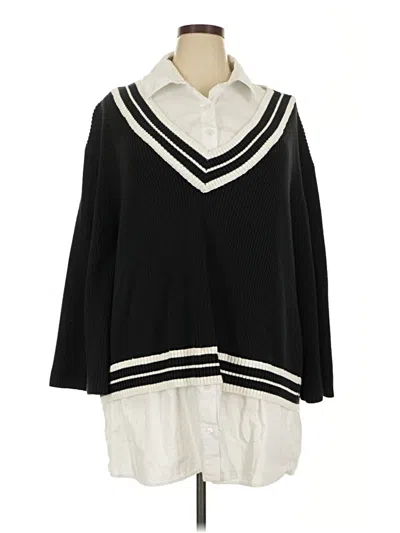 Pre-owned Eloquii Pullover Sweater In Black