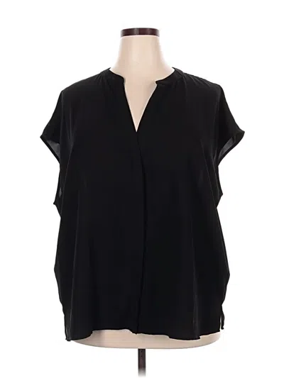 Pre-owned Eloquii Short Sleeve Blouse In Black