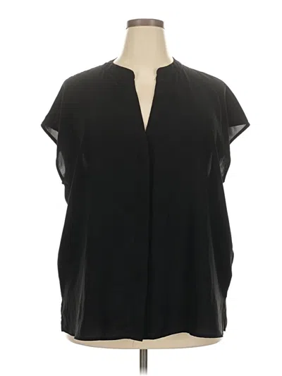 Pre-owned Eloquii Short Sleeve Blouse In Black