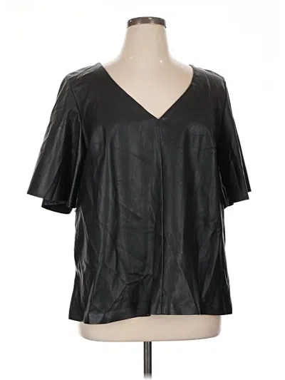 Pre-owned Eloquii Short Sleeve Blouse In Black