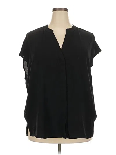 Pre-owned Eloquii Short Sleeve Blouse In Black